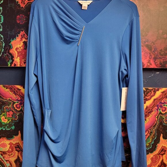 Liz Clairborn ~ Sz XXL~Cinched Long Sleeve Shirt ~ MUCH BRIGHTER THAN PIC ~ NWT - Picture 6 of 6